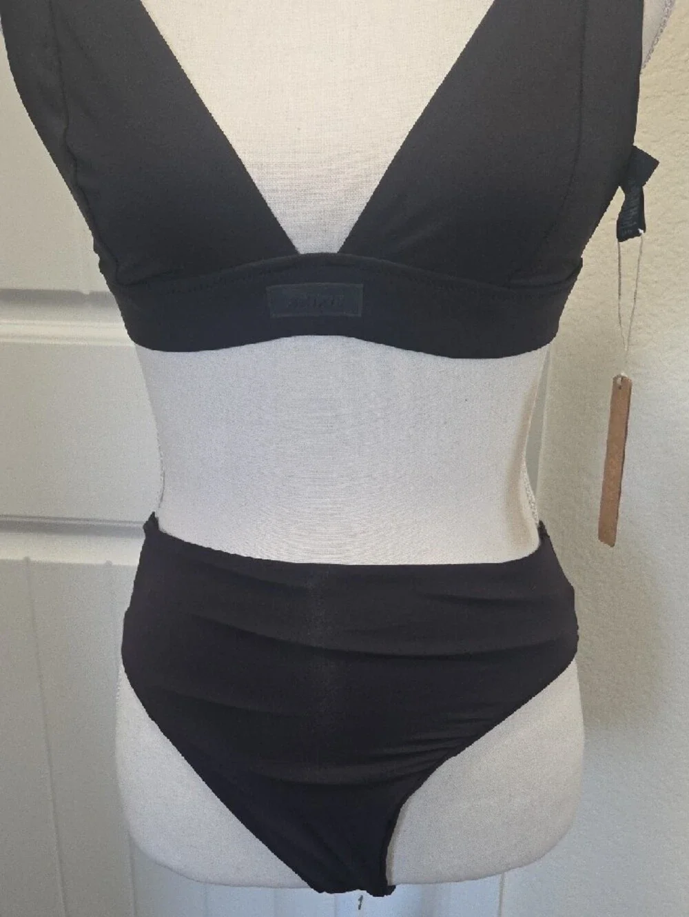 Skims Black V-Neck Bikini Set